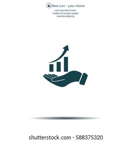 Infographic with hand, chart icon, vector illustration