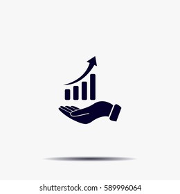 Infographic with hand, chart icon, vector illustration