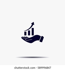 Infographic with hand, chart icon, vector illustration