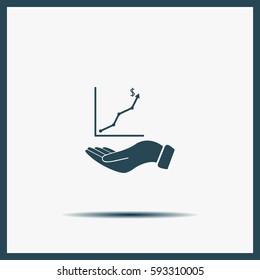 Infographic with hand, chart icon, vector illustration