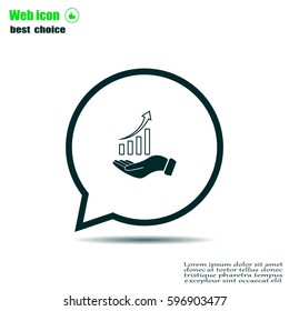 Infographic with hand, chart icon, vector illustration