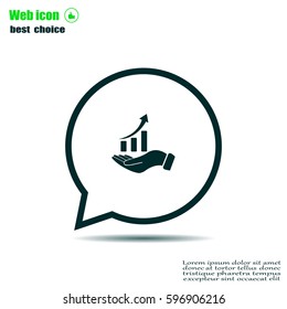 Infographic with hand, chart icon, vector illustration