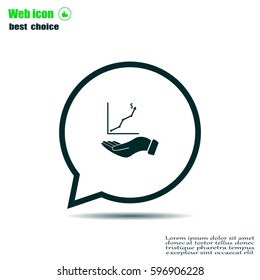 Infographic with hand, chart icon, vector illustration