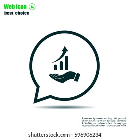 Infographic with hand, chart icon, vector illustration. Flat design style