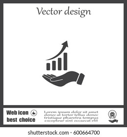Infographic with hand, chart icon, vector illustration