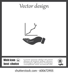 Infographic with hand, chart icon, vector illustration