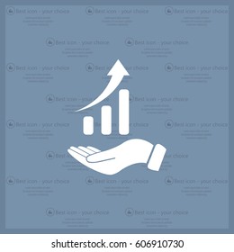 Infographic with hand, chart icon, vector illustration. Flat design style