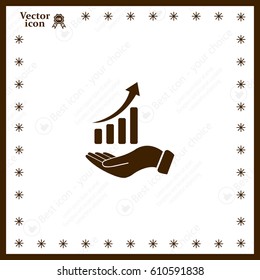 Infographic with hand, chart icon, vector illustration