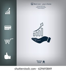 Infographic with hand, chart icon, vector illustration
