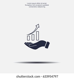 Infographic with hand, chart icon, vector illustration