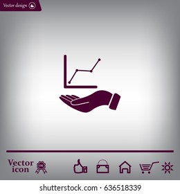 Infographic with hand, chart icon, vector illustration