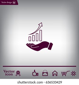 Infographic with hand, chart icon, vector illustration