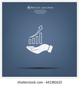 Infographic with hand, chart icon, vector illustration