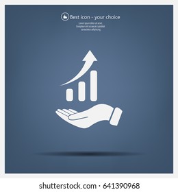 Infographic with hand, chart icon, vector illustration. Flat design style