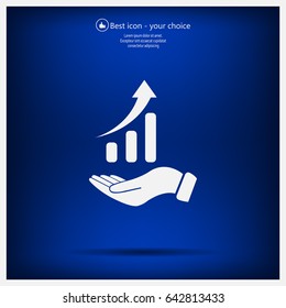Infographic with hand, chart icon, vector illustration. Flat design style