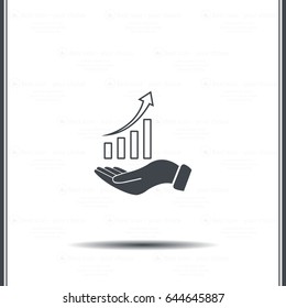 Infographic with hand, chart icon, vector illustration