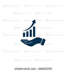 Infographic with hand, chart icon, vector illustration
