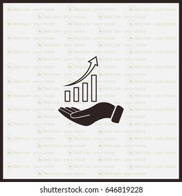 Infographic with hand, chart icon, vector illustration