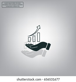 Infographic with hand, chart icon, vector illustration