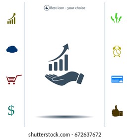 Infographic with hand, chart icon, vector illustration