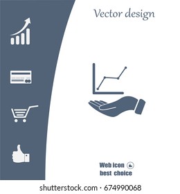 Infographic with hand, chart icon, vector illustration