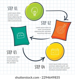 Infographic hand drawn professional steps . Vector illustration