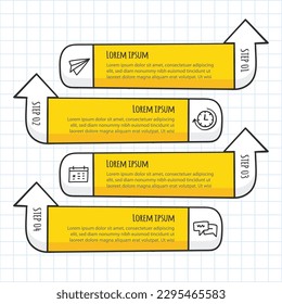 Infographic hand drawn professional steps With Yellow Color. Vector illustration.