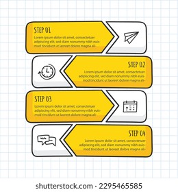 Infographic hand drawn professional steps With Yellow Color. Vector illustration.