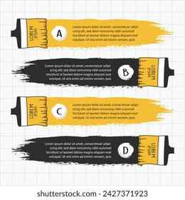 Infographic hand drawn professional steps With Yellow Color and black. Vector illustration.