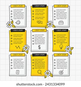 Infographic hand drawn professional steps With Yellow Color and black. Vector illustration.