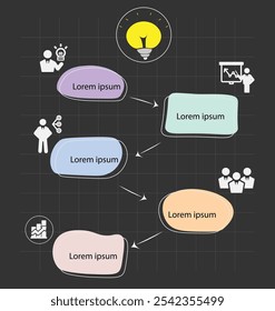 Infographic hand drawn professional steps With fullcolor. Vector Illustrations.