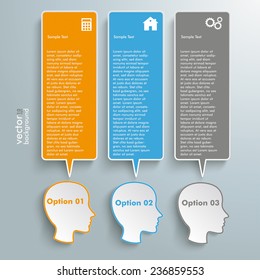 Infographic with heads on the grey background. Eps 10 vector file.