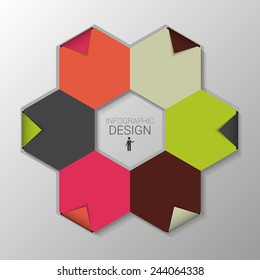 Infographic with hexagon. Business template. Vector