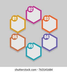 Infographic Hexagon Colorful 6 Steps