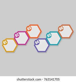 Infographic Hexagon Colorful 6 Steps