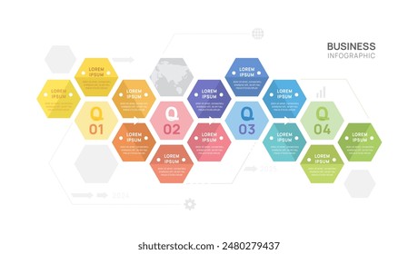 Infographic hexagon diagram 12 steps template for business, presentation vector infographics.