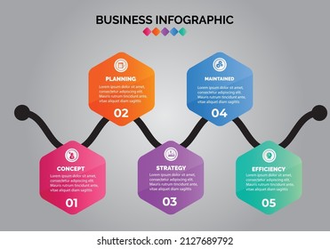 infographic hexagon template with 4 steps for success