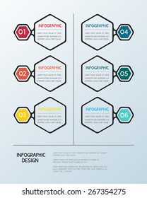 Infographic hexagon template. Can be used for workflow layout, diagram web design, infographics. Vector Illustration