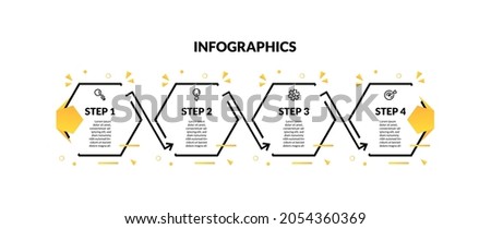 infographic with hexagonal minimal line and 4 step or options. perfect for presentation, process diagram, workflow, and banner