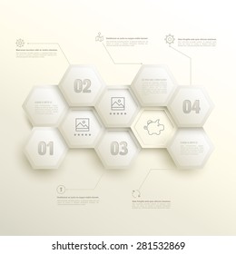 infographic hexagons with number options. Vector illustration. infographic business, report, presentation, concept.