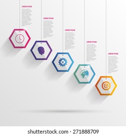 Infographic with hexagons on the grey background 