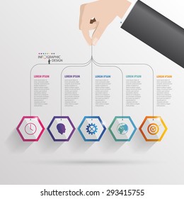 Infographic with hexagons on the grey background