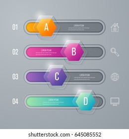 Infographic with hexagons on the grey background. Stock vector
