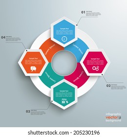 Infographic with hexagons and rhombus on the grey background. Eps 10 vector file.