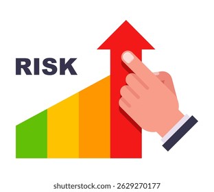 infographic high risk. increased danger. arrow up. flat illustration.