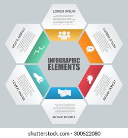 Info-graphic with honeycomb structure on the grey background