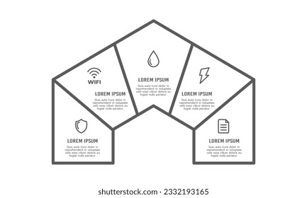 Infographic house 5 options. Vector illustration.