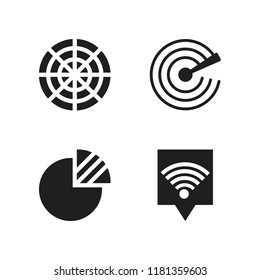 infographic icon. 4 infographic vector icons set. radar, pie graph and wifi location icons for web and design about infographic theme