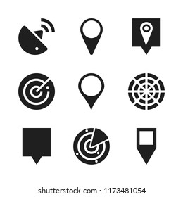 infographic icon. 9 infographic vector icons set. gps pin, map pin and radar icons for web and design about infographic theme