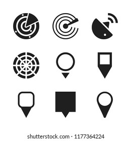 infographic icon. 9 infographic vector icons set. map pin icon, radar and map pin icons for web and design about infographic theme